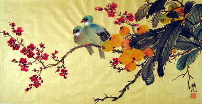 Birds & Cherry Blossom & Fruit