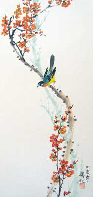 Bird with Plum flowers