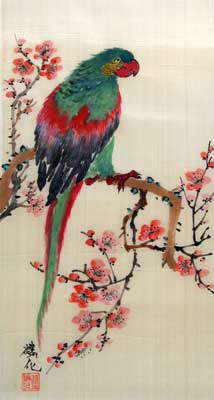 Parrot with Cherry Blossoms