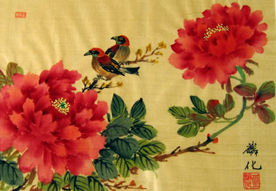 Birds & Red Peony