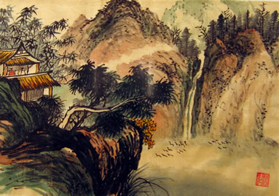 Landscape with Waterfall