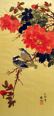 Birds & Red Peony