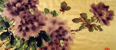 Butterfly & Purple Peonies