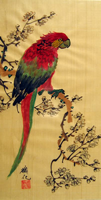 Parrot & Plum Flowers