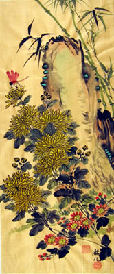 Dragonfly.Daisy.White Flower. Bamboo