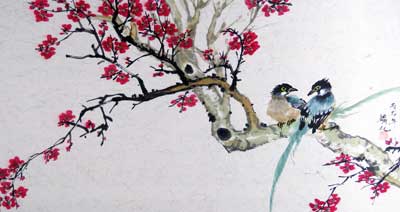 Bird with Plum flowers