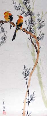 Bird with Plum flowers