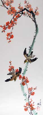 Bird with Plum flowers