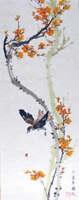 Bird with Plum flowers