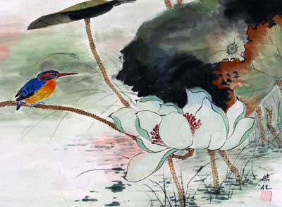 Bird with Lotus