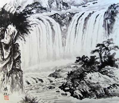 Landscape with Waterfall