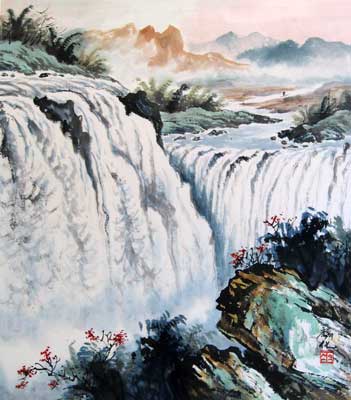 Landscape with Waterfall