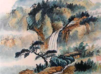 Landscape with Waterfall