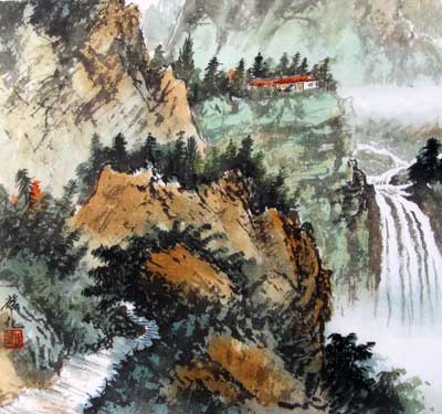 Landscape with Waterfall