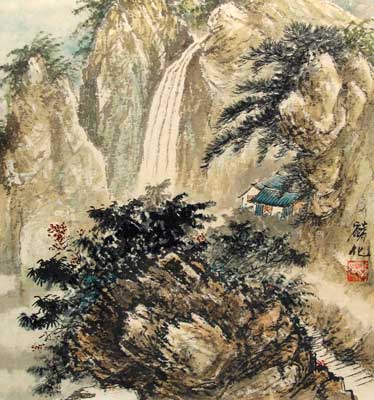 Landscape with Waterfall