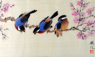 Birds with cherry blossoms