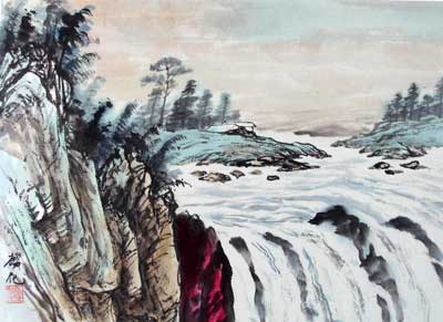 Landscape with Waterfall