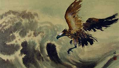 Flying Eagle over sea